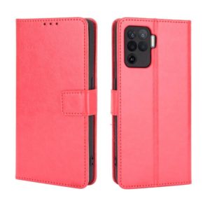 For OPPO A94 4G / F19 Pro / Reno5 F Retro Crazy Horse Texture Horizontal Flip Leather Case with Holder & Card Slots & Lanyard(Red) (OEM)