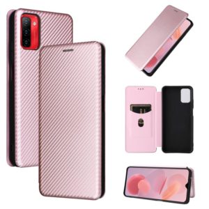 For Ulefone Note 12P Carbon Fiber Texture Horizontal Flip PU Phone Case(Pink) (OEM)