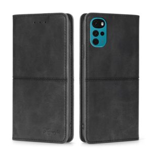 For Motorola Moto G22 Cow Texture Magnetic Horizontal Flip Leather Phone Case(Black) (OEM)