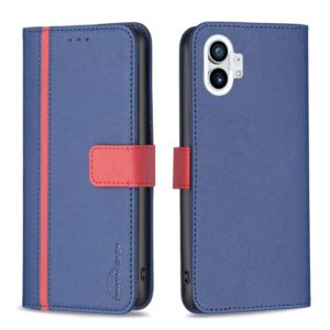 For Nothing Phone 1 BF13 Color Matching Cross Texture Leather Phone Case(Blue) (OEM)