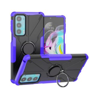 For Motorola Moto Edge 20 Armor Bear Shockproof PC + TPU Protective Phone Case with Ring Holder(Purple) (OEM)