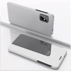 For Motorola G9 Plus Plated Mirror Horizontal Flip Leather Case with Holder(Silver) (OEM)