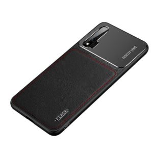 For Huawei nova 6 Frosted Metal + Leather Texture Protective Case (Black) (OEM)