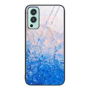 For OnePlus Nord 2 5G Marble Pattern Glass Protective Phone Case(Ocean Waves) (OEM)