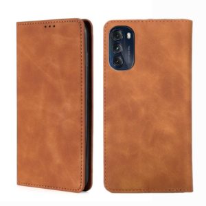 For Motorola Moto G 5G 2022 Skin Feel Magnetic Horizontal Flip Leather Phone Case(Light Brown) (OEM)