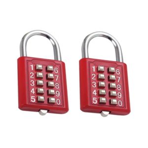 2 PCS 10-Bit Button Password Lock Cabinet Door Tool Box Button Padlock(Red) (OEM)