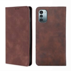 For Nokia G21 / G11 Skin Feel Magnetic Horizontal Flip Leather Phone Case(Dark Brown) (OEM)