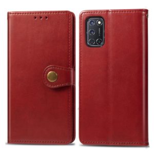 For OPPO A52/A72/A92 Retro Solid Color Leather Buckle Phone Case with Lanyard & Photo Frame & Card Slot & Wallet & Stand Function(Red) (OEM)