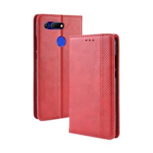Magnetic Buckle Retro Texture Horizontal Flip Leather Case for Huawei Honor View 20, with Holder & Card Slots & Wallet (Red) (OEM)