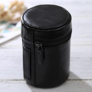 Medium Lens Case Zippered PU Leather Pouch Box for DSLR Camera Lens, Size: 13x9x9cm(Black) (OEM)