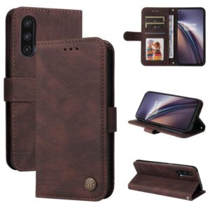 For OnePlus Nord CE 5G Skin Feel Life Tree Metal Button Horizontal Flip Leather Case with Holder & Card Slot & Wallet & Photo Frame & Strap(Brown) (OEM)