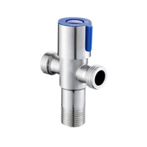 2 PCS Stainless Steel Double Outlet Angle Valve Single Handle Double Control 1 In 2 Out Electroplating Wire Drawing Angle Valve, Specification: Drawing (OEM)