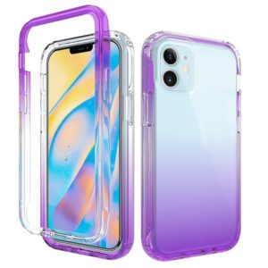 For iPhone 12 mini Shockproof High Transparency Two-color Gradual Change PC+TPU Candy Colors Protective Case (Purple) (OEM)