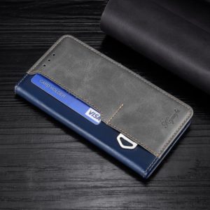 For Huawei nova 9 Contrast Color Side Buckle Leather Phone Case(Blue + Grey) (OEM)