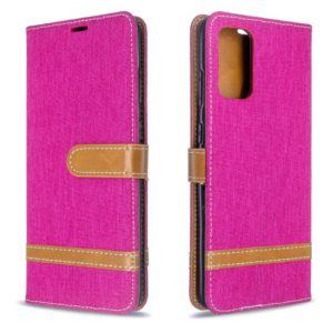 For Galaxy S20 Ultra Color Matching Denim Texture Horizontal Flip PU Leather Case with Holder & Card Slots & Wallet & Lanyard(Rose Red) (OEM)