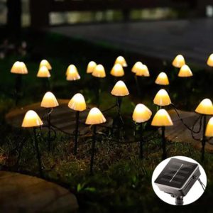 6.5m 30 LEDs Solar Mushroom Lawn Light Outdoor Waterproof Garden Villa Landscape Decorative String Lights(Warm White Light) (OEM)