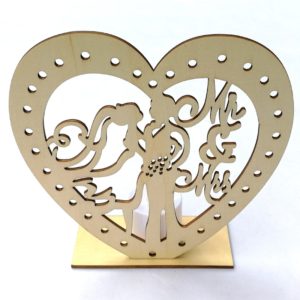 2 PCS Creative Heart Shaped Wooden Decoration Romantic Wooden Sign LED Candle Light(JM01456) (OEM)
