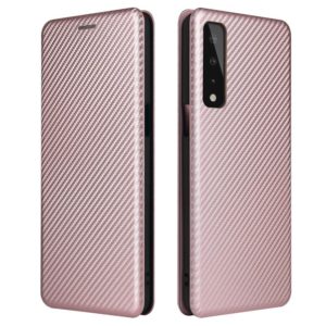 For LG Stylo 7 5G Carbon Fiber Texture Horizontal Flip TPU + PC + PU Leather Case with Card Slot(Pink) (OEM)