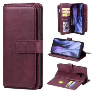 For Xiaomi Redmi 9 Multifunctional Magnetic Copper Buckle Horizontal Flip Solid Color Leather Case with 10 Card Slots & Wallet & Holder & Photo Frame(Wine Red) (OEM)