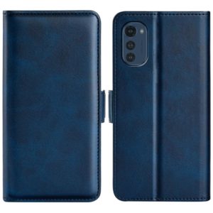For Motorola Moto E32 4G Dual-side Magnetic Buckle Horizontal Flip Leather Phone Case(Dark Blue) (OEM)
