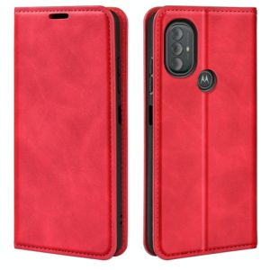For Motorola Moto G Power 2022 Retro-skin Magnetic Suction Phone Leather Case with Holder & Card Slots & Wallet(Red) (OEM)