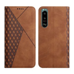 For Sony Xperia 5 III Diamond Splicing Skin Feel Magnetic Leather Phone Case(Brown) (OEM)