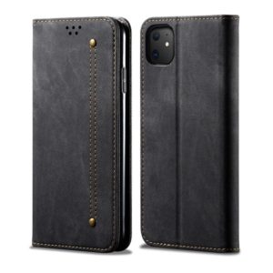 For iPhone 11 Denim Texture Casual Style Horizontal Flip Leather Case with Holder & Card Slots & Wallet(Black) (OEM)