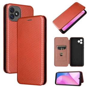 For Blackview Oscal C20 Carbon Fiber Texture Horizontal Flip Leather Phone Case with Card Slot(Brown) (OEM)