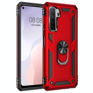 For Huawei P40 Lite 5G Shockproof TPU + PC Protective Case with 360 Degree Rotating Holder(Red) (OEM)