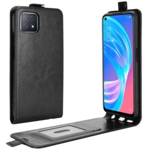 For OPPO A72 / A73 5G R64 Texture Single Vertical Flip Leather Protective Case with Card Slots & Photo Frame(Black) (OEM)