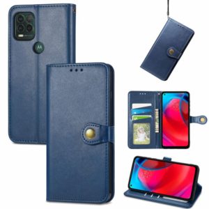 For Motorola Moto G Stylus 5G Solid Color Leather Buckle Phone Case with Lanyard & Photo Frame & Card Slot & Wallet & Stand Function(Blue) (OEM)