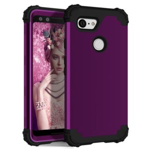 For Google Pixel 3 3 in 1 Shockproof PC + Silicone Protective Case(Dark Purple + Black) (OEM)