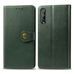 For Huawei Y8P/ Enjoy 10S Retro Solid Color Leather Buckle Phone Case with Lanyard & Photo Frame & Card Slot & Wallet & Stand Function(Green) (OEM)