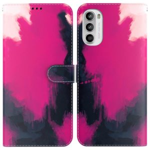 For Motorola Moto G52 Watercolor Pattern Horizontal Flip Leather Phone Case(Berry Color) (OEM)