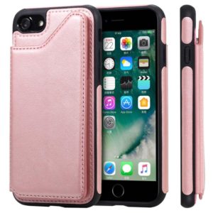 For iPhone 7 / 8 Shockproof Calf Texture Protective Case with Holder & Card Slots & Frame(Rose Gold) (OEM)
