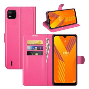 For Wiko Y62 Litchi Texture Horizontal Flip Protective Case with Holder & Card Slots & Wallet(Rose red) (OEM)