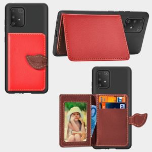 For Galaxy S10 Lite / A91 Leaf Buckle Litchi Texture Card Holder PU + TPU Case with Card Slot & Wallet & Holder & Photo Frame(Red) (OEM)