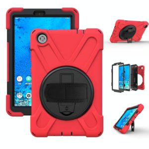 For Lenovo Tab M8 Shockproof Colorful Silicone + PC Protective Case with Holder & Hand Grip Strap & Shoulder Strap(Red) (OEM)