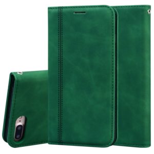 For iPhone 8 Plus & 7 Plus Frosted Business Magnetic Horizontal Flip PU Leather Case with Holder & Card Slot & Lanyard(Green) (OEM)