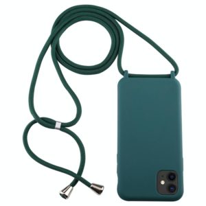 For iPhone 11 Candy Color TPU Protective Case with Lanyard(Dark Green) (OEM)