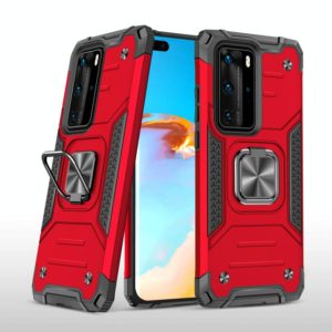 For Huawei P40 Pro Magnetic Armor Shockproof TPU + PC Case with Metal Ring Holder(Red) (OEM)