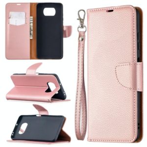 For Xiaomi Poco X3 Litchi Texture Pure Color Horizontal Flip Leather Case with Holder & Card Slots & Wallet & Lanyard(Rose Gold) (OEM)