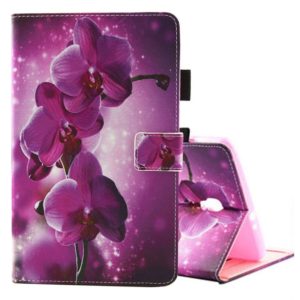 For Galaxy Tab A 8.0 / T380 & T385 Purple Orchid Pattern Horizontal Flip Leather Case with Holder & Card Slots (OEM)