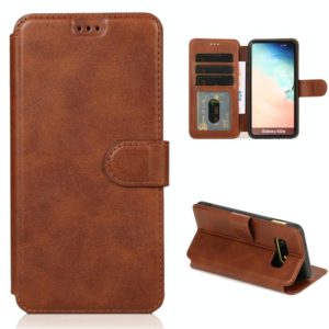 For Samsung Galaxy S10e Calf Texture Magnetic Buckle Horizontal Flip Leather Case with Holder & Card Slots & Wallet & Photo Frame(Coffee) (OEM)