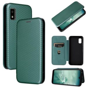 For Sharp Aquos Wish SHG06 Carbon Fiber Texture Horizontal Flip PU Phone Case(Green) (OEM)