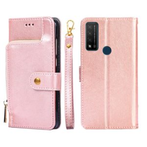 For TCL 20 R 5G/TCL Bremen/TCL 20 AX 5G Zipper Bag Leather Phone Case(Rose Gold) (OEM)