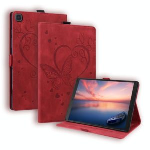 For Samsung Galaxy Tab A 8.0 (2019) SM-T290 SM-T295 Love Butterfly Pattern Horizontal Flip Leather Case with Holder(Red) (OEM)
