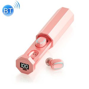 C1 Bluetooth 5.0 TWS Touch Polygonal Digital Display True Wireless Bluetooth Earphone with Charging Box(Pink) (OEM)