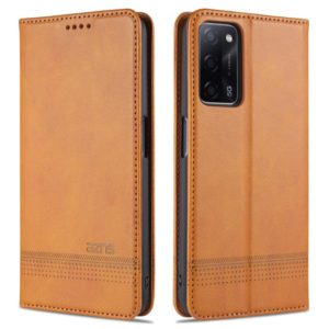 For Oppo A55 5G AZNS Magnetic Calf Texture Horizontal Flip Leather Case with Card Slots & Holder & Wallet(Yellow) (AZNS) (OEM)