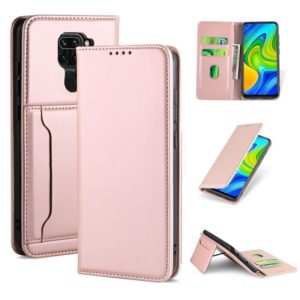For Xiaomi Redmi 10X 4G Strong Magnetism Shockproof Horizontal Flip Liquid Feel Leather Case with Holder & Card Slots & Wallet(Rose Gold) (OEM)